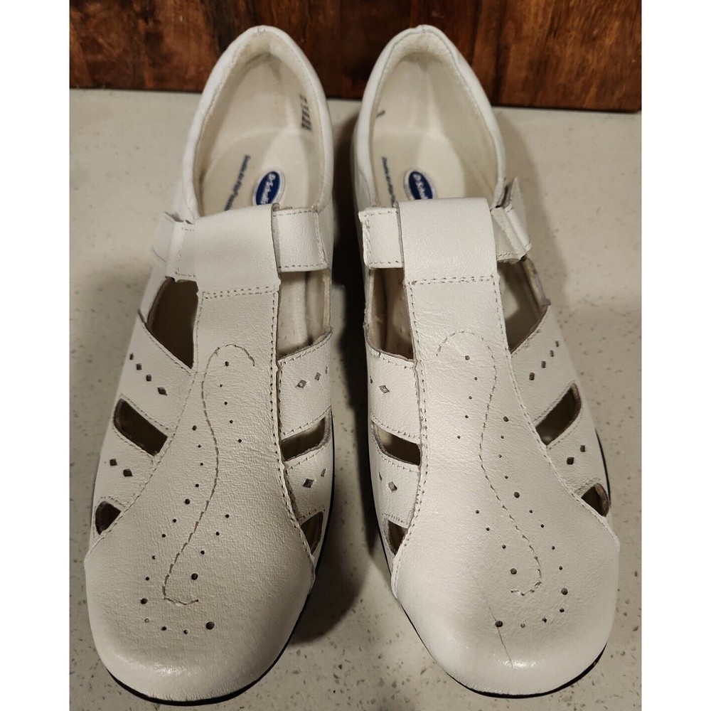 Dr Scholls Shoes Womens 11 W White‎ Mary Jane Hook Loop Comfort Leather E5M-09